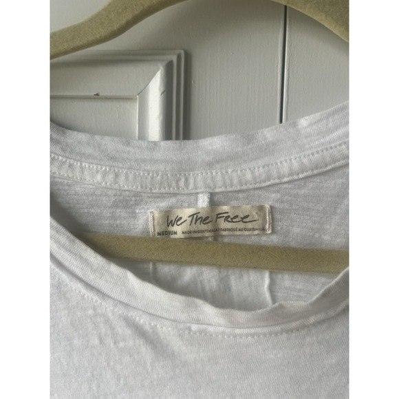 We The Free People White 100% Cotton Raglan Long Sleeve Raw-Hem Boho Oversized M - Picture 2 of 5